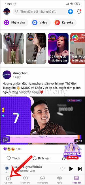Mục Cá nhân trên Zing Mp3