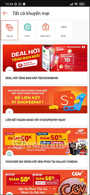 Ưu đãi trên ShopeePay