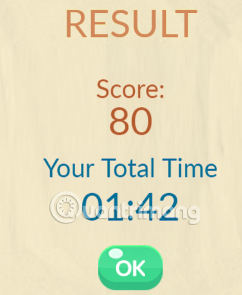 Kết quả bài thi điền từ thiếu trong bài thi IOE