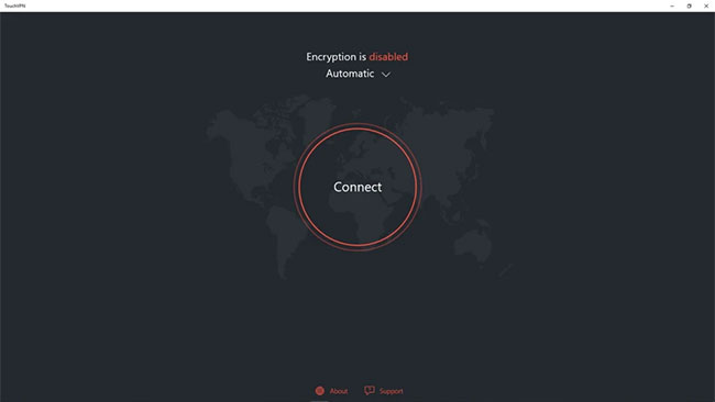 Giao diện của TouchVPN vô cùng đơn giản