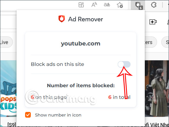Bỏ chặn chặn quảng cáo