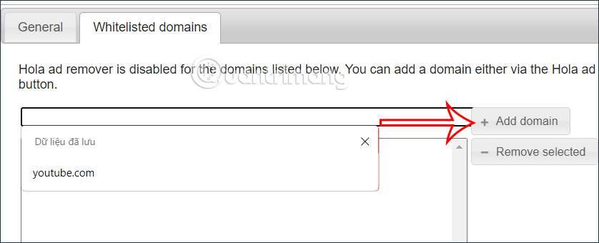 Trang web không chặn quảng cáo