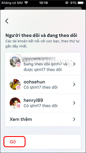 Gỡ kết nối tài khoản giám sát Instagram