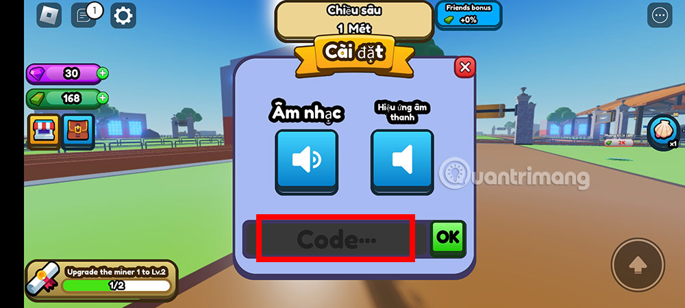 Cách đổi code Treasure Digging Tycoon