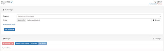 Tab Images trong Portainer