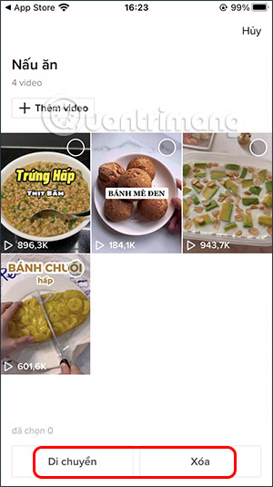 Tùy chọn bộ sưu tập video TikTok