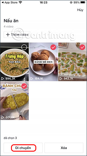 Di chuyển video TikTok