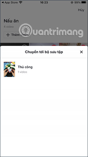 Chuyển video sang bộ sưu tập mới