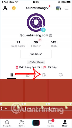Nội dung đã lưu trên TikTok