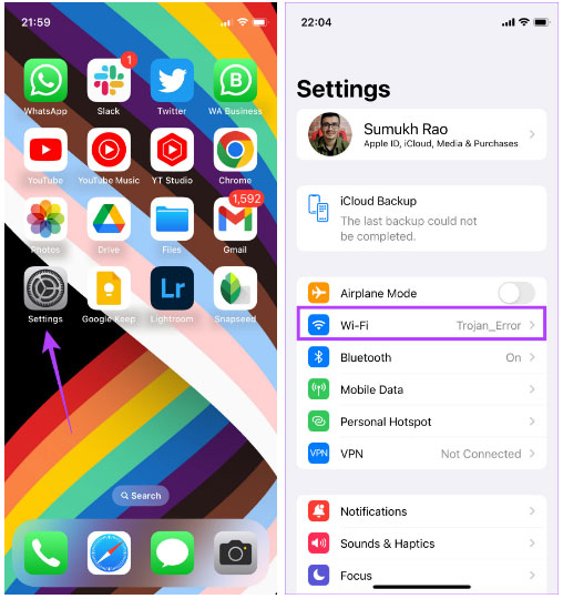 Ứng dụng Settings trên iPhone