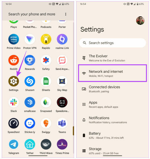 Điều hướng đến Network and internet