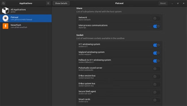 Xem các quyền của Flatpak bằng cách sử dụng Flatseal