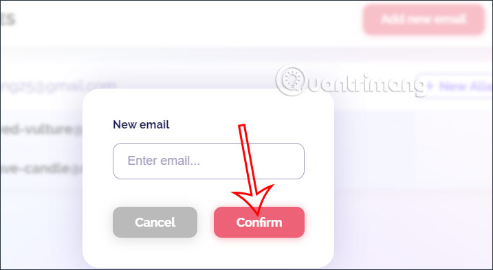 Thêm email thật khác trên MailTumble