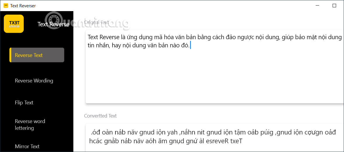Kiểu đảo ngược Reverse Wording trên Text Reverse