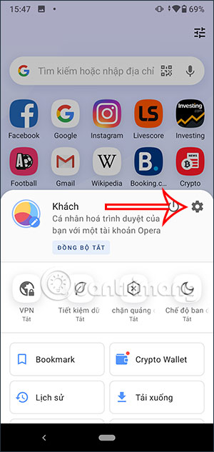 Cài đặt Opera Android