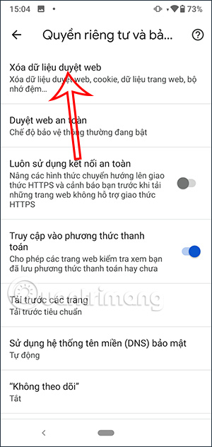 Xóa dữ liệu web Android