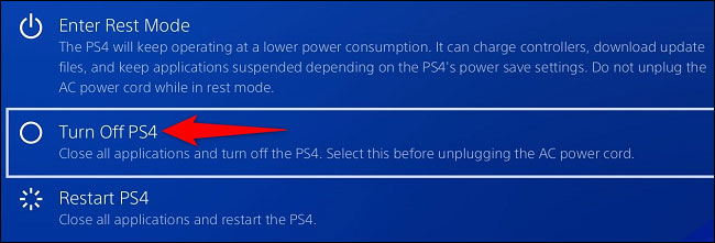 Nhấp vào “Turn Off PS4”