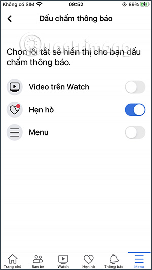 Turn off Facebook notification dots