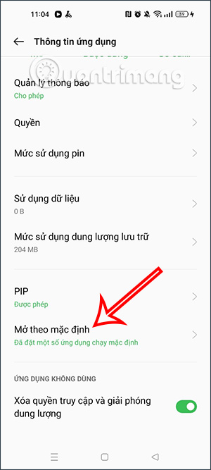 Mở theo mặc định