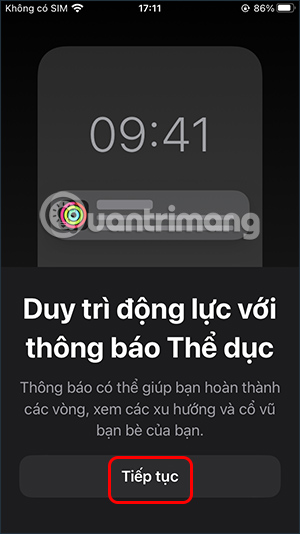 Nhận thông báo từ Thể dục iOS 16