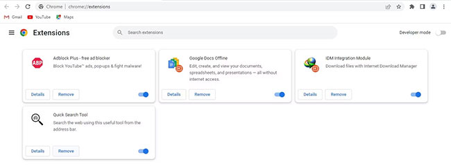 Xóa extension Quick Search Tool trong Chrome dành cho desktop