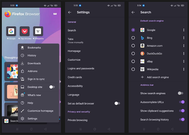 Loại bỏ Hijacker Quick Search Tool trong Firefox dành cho Android và iOS