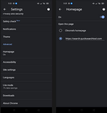 Đảm bảo rằng "https://search.quicksearchtool.com" không được thêm làm địa chỉ