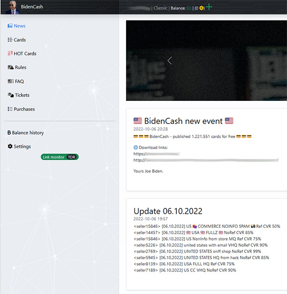 Thông tin của hơn 1 triệu thẻ tín dụng bị phát tán trên nền tảng dark web 