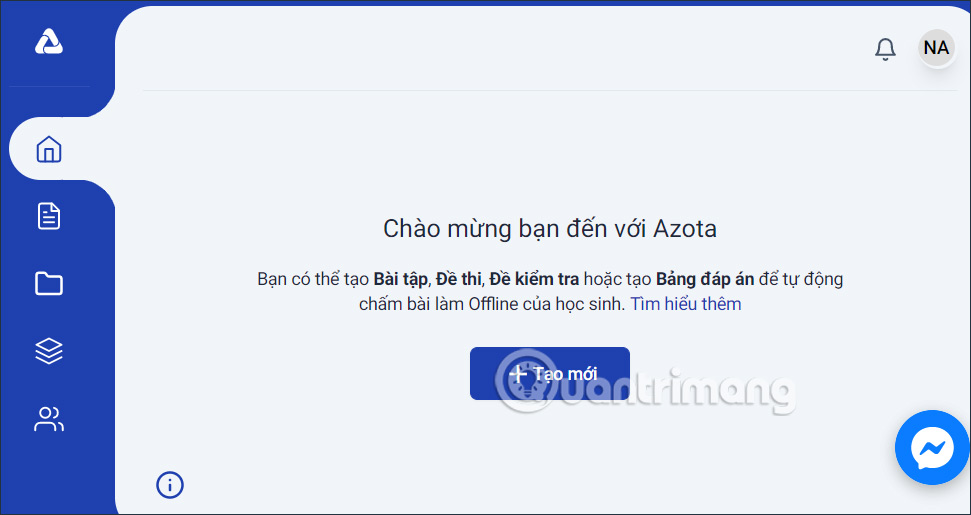 Giao diện Azota trên máy tính