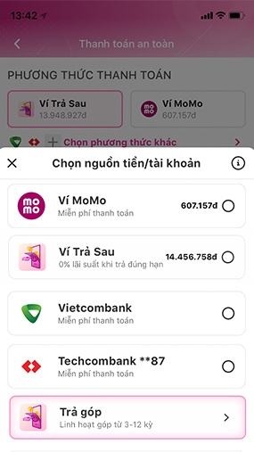 Trả góp trên Ví trả sau trên MoMo