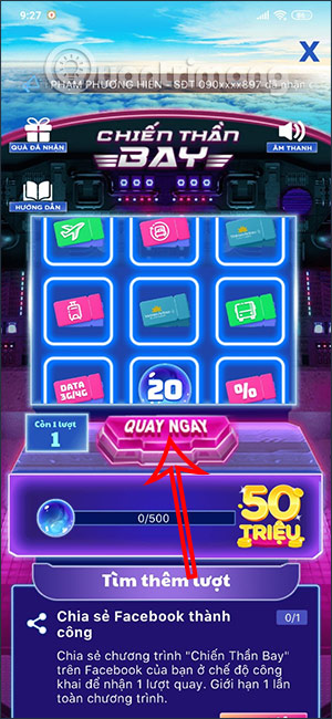 Quay quà từ Chiến thần bay MoMo