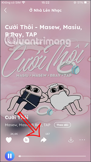 Tùy chọn chia sẻ bài hát trên Nhaccuatui