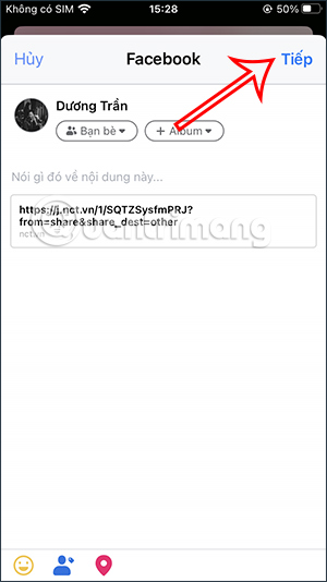 Chia sẻ bài hát trên Nhaccuatui lên Facebook