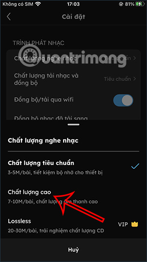 Chất lượng nhạc cao nghe trên Nhaccuatui