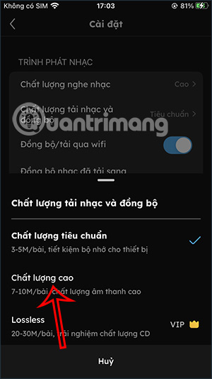 Chất lượng nhạc tải trên Nhaccuatui