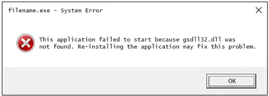Thông báo lỗi gsdll32.dll trong Windows
