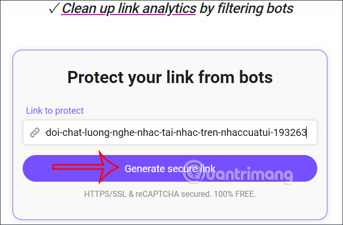 Paste link gốc vào LinkSafe