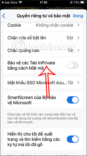 Bật bảo mật Microsoft Edge bằng mật khẩu