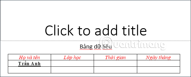 Hiện bảng trong PowerPoint