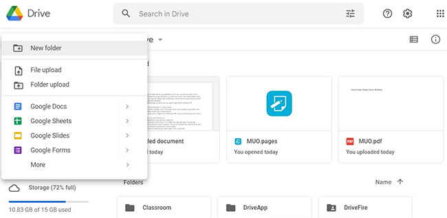 Tùy chọn File upload của Google Drive