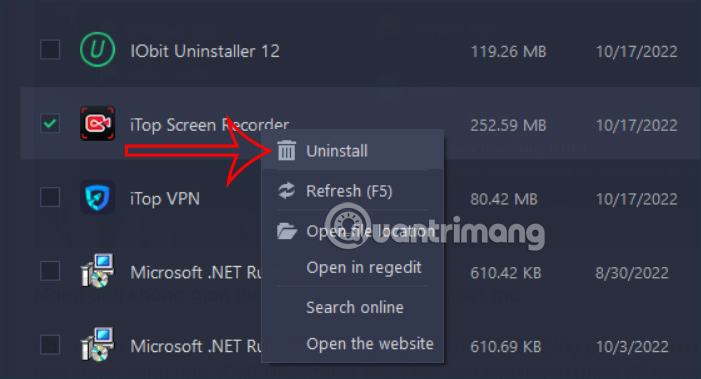 Xóa phần mềm trên IObit Uninstaller