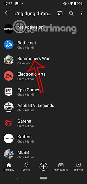 Ứng dụng kết nối YouTube