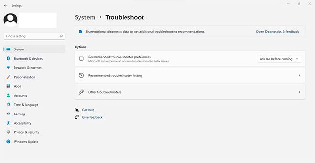 Nhấp vào Other trouble-shooters trong tab Troubleshoot
