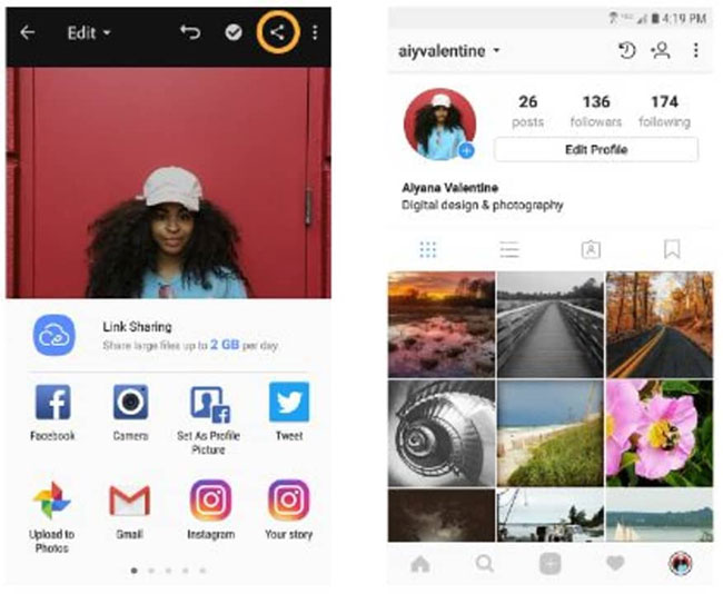 Lưu và chia sẻ ảnh