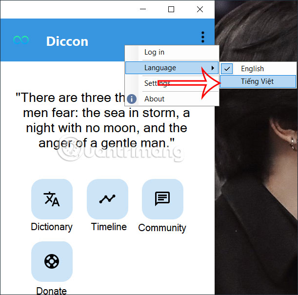 Chuyển giao diện Diccon Dictionary sang tiếng Việt