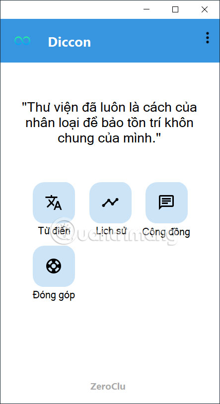 Giao diện Diccon Dictionary sang tiếng Việt