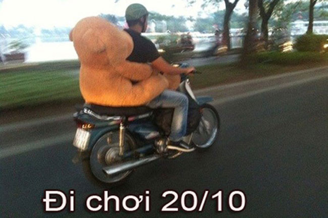Đèo gấu đi chơi 20-10. Ý tưởng tuyệt vời và đầy tính sáng tạo để FA mà vẫn có “gấu” đi chơi.
