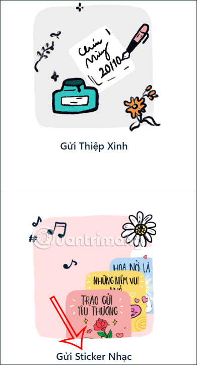 Gửi sticker nhạc 20/10 trên Zalo