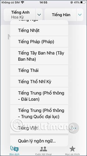 Chọn ngôn ngữ