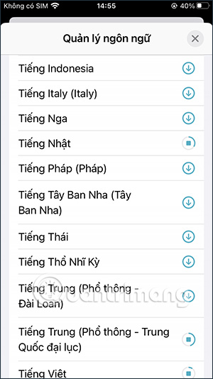 Tải tiếng Việt trên ứng dụng